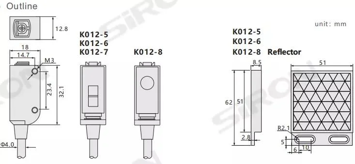 Siron K012-5 Factory Price Specular Reflection Type Sensing Distance 2m NPN/PNP Infrared LED Photoelectric Sensor